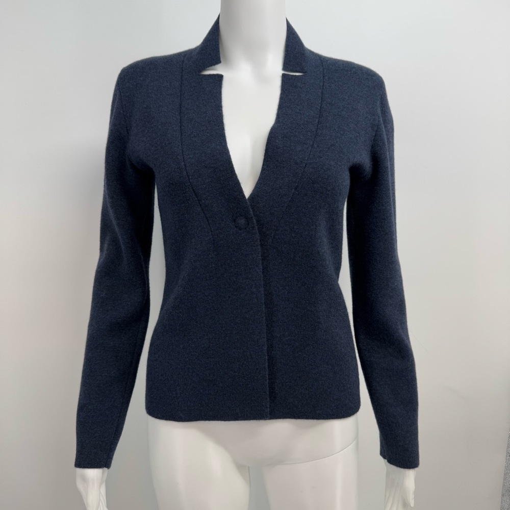 D. Exterior Knitted Jacket  / Cardigan Size S Blue Wool Made In Italy
